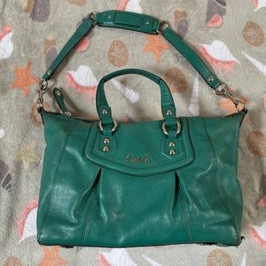 coach emerald/teal hobo bag